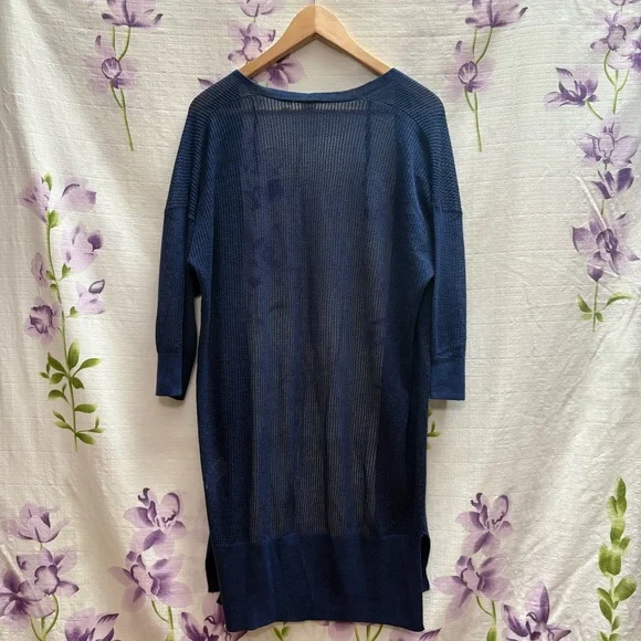 NEW GAP Navy Long 3/4 Sleeve Net Cardigan - Picture 2 of 3